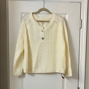 BiBi Ivory Knit Sweater with Button Accents